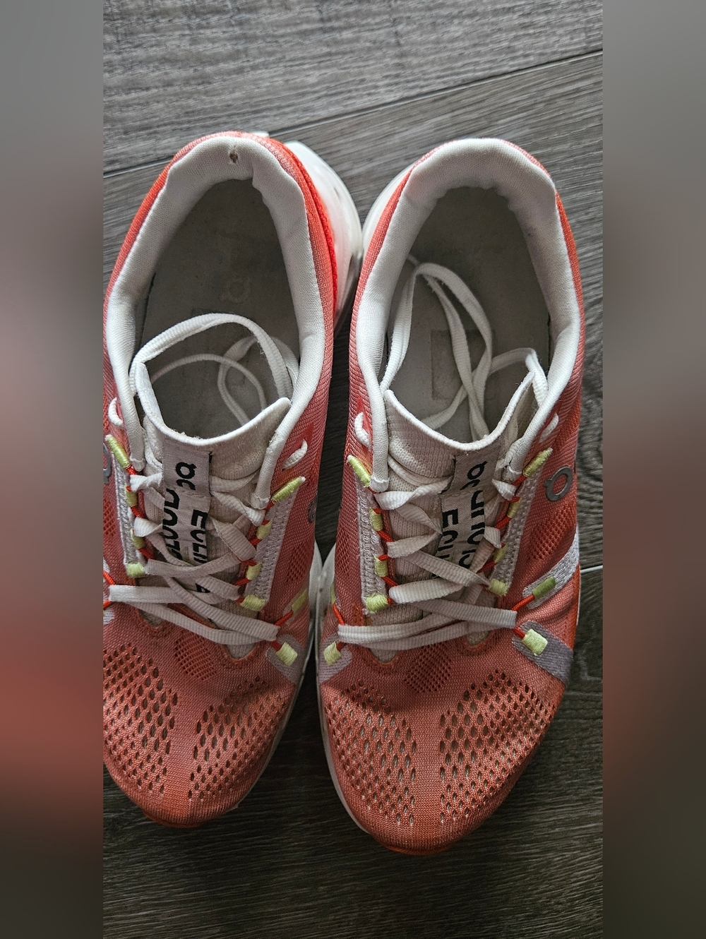 On Running Coral and White Women's Athletic Shoes - Picture 3 of 7